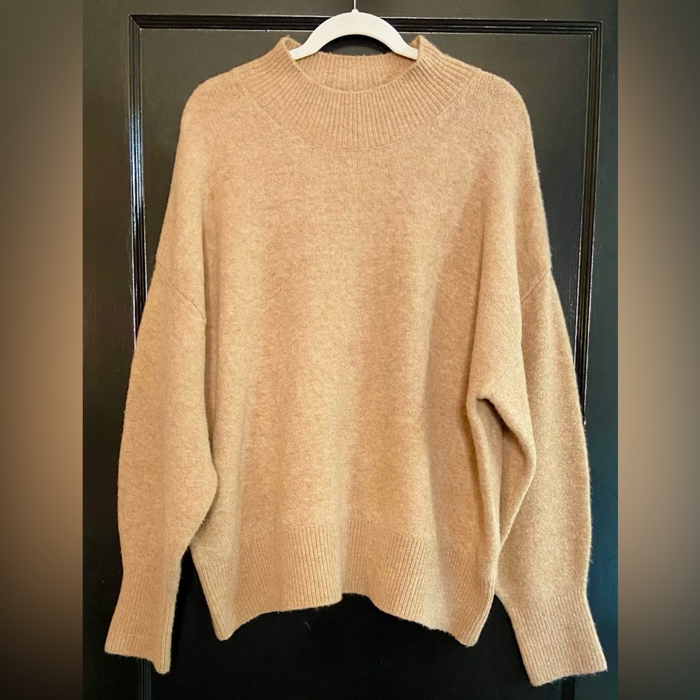 H&M oversized mock neck sweater. Tan/ Caramel color. Size L.